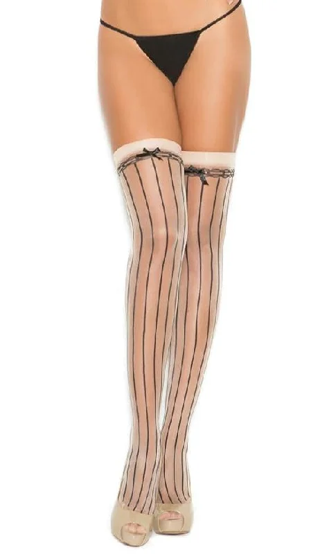modern women sexy lingerie trendsSexy Pin Striped Thigh High Stockings with Bow