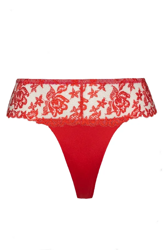 seamless adjustable - strap women thongs for a perfect fitArissa Red high-waisted thongs