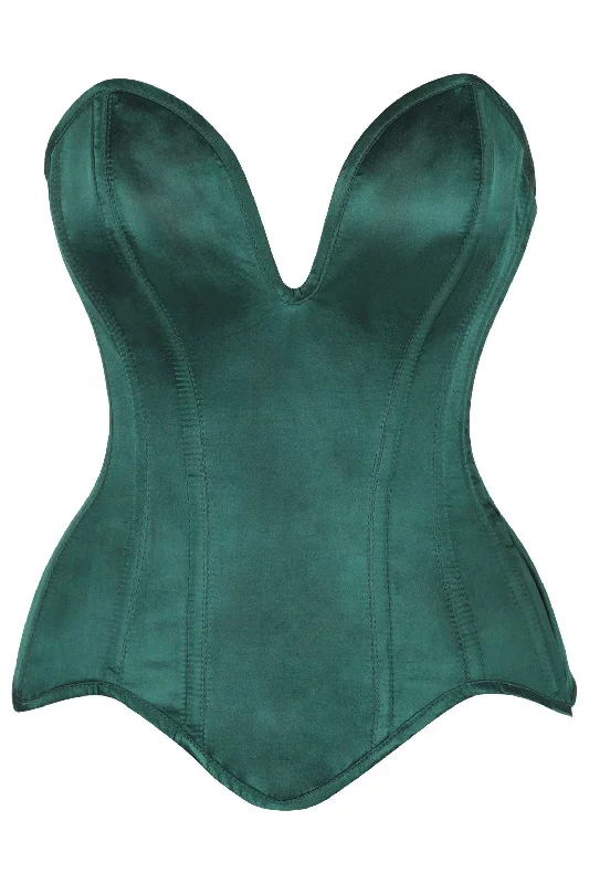 modern women bustiers and corsets trendsTop Drawer Steel Boned Dark Green Satin Plunge Neckline Overbust Corset modern women bustiers and corsets trendsTop Drawer Steel Boned Dark Green Satin Plunge Neckline Overbust Corset