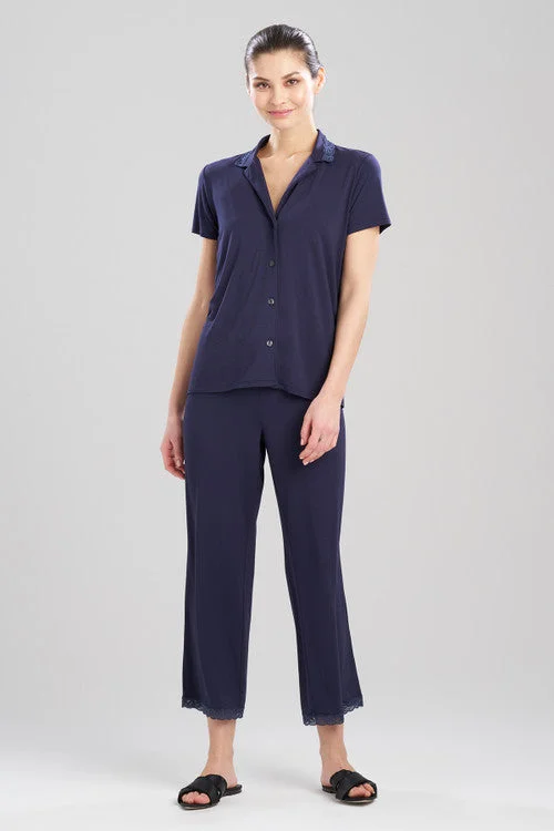 women's pajama sets with a breathable mesh panelFeathers Essentials Lenzing™ Ecovero™ Viscose Lace Applique Trim PJ