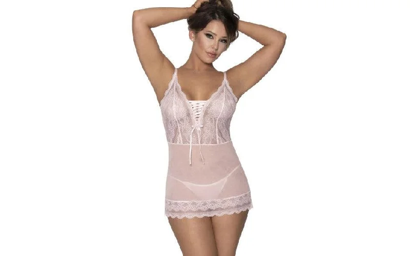 women lounge dress for a comfortable night's sleepLace Chemise and G-String Blush