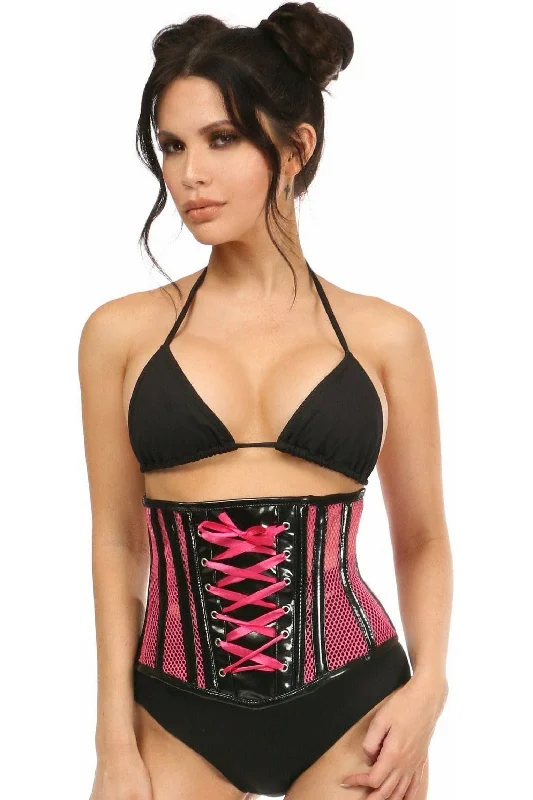 stretchy women bustiers and corsetsTop Drawer Neon Pink Patent & Fishnet Underbust Corset stretchy women bustiers and corsetsTop Drawer Neon Pink Patent & Fishnet Underbust Corset