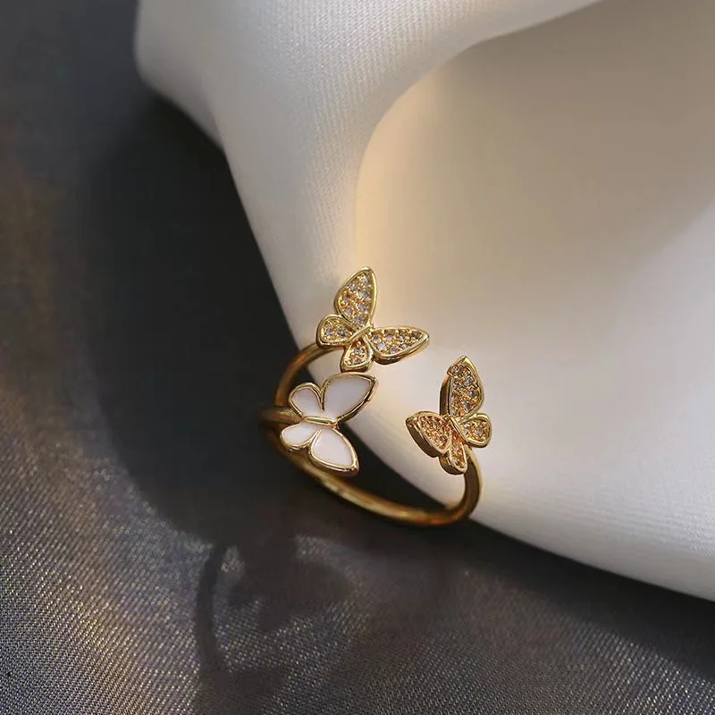 Designer Lingerie Sets for Women Butterfly-Open-Ended Zircon Ring
