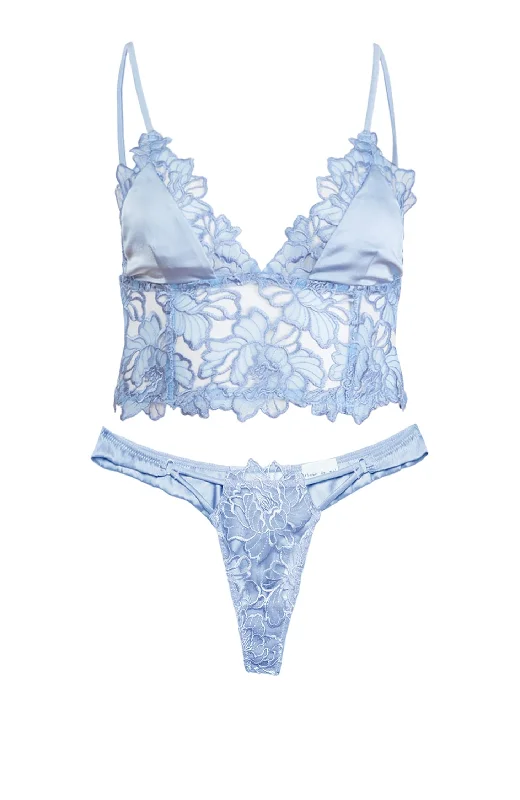 thong - style swimwear for women at the beachWhitney Embroidery Longline Triangle Bralette and Thong Set thong - style swimwear for women at the beachWhitney Embroidery Longline Triangle Bralette and Thong Set
