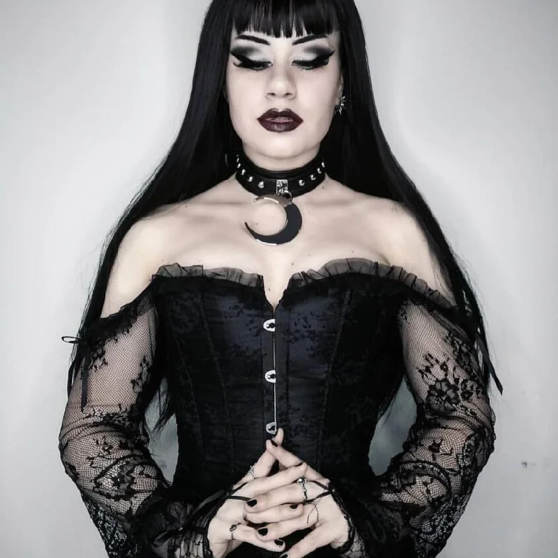 satin fabric women bustiers and corsetsWomen's Gothic Floral Lace Sleeved Overbust Corsets satin fabric women bustiers and corsetsWomen's Gothic Floral Lace Sleeved Overbust Corsets