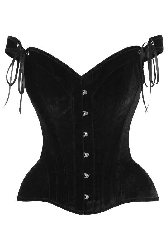 strapless women bustiers and corsets styleTop Drawer Black Velvet Steel Boned Corset w/Straps strapless women bustiers and corsets styleTop Drawer Black Velvet Steel Boned Corset w/Straps