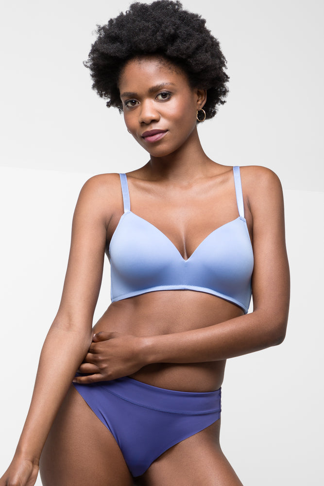 Lingerie Gift Sets for Women Padded Wire Free Bra Blue