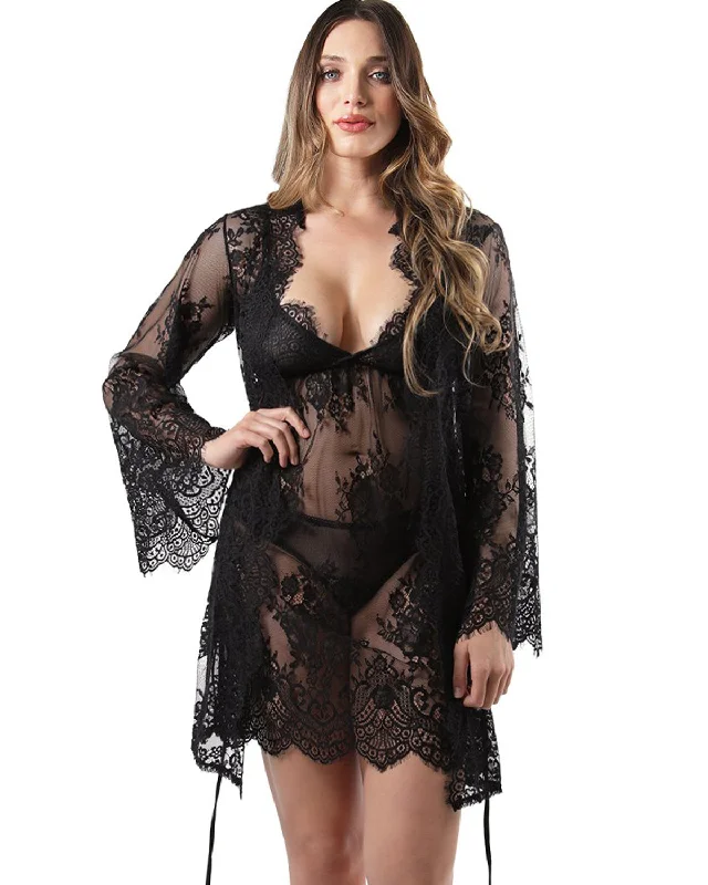 women robes with embroidery detailsBell Sleeve Lace Robe by MeMoi