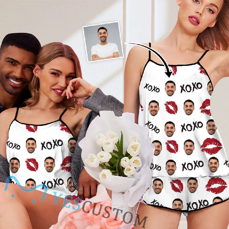 women's nightgowns with a sheer panelCustom Face Pajamas Red Lips Sleepwear Personalized Women's Sexy Cami Pajamas Set women's nightgowns with a sheer panelCustom Face Pajamas Red Lips Sleepwear Personalized Women's Sexy Cami Pajamas Set
