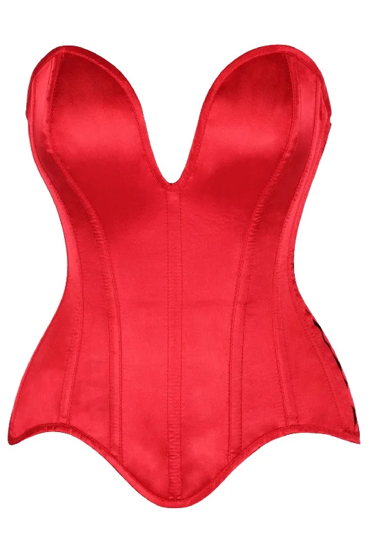 overbust women bustiers and corsetsTop Drawer Steel Boned Red Satin Plunge Neckline Overbust Corset overbust women bustiers and corsetsTop Drawer Steel Boned Red Satin Plunge Neckline Overbust Corset