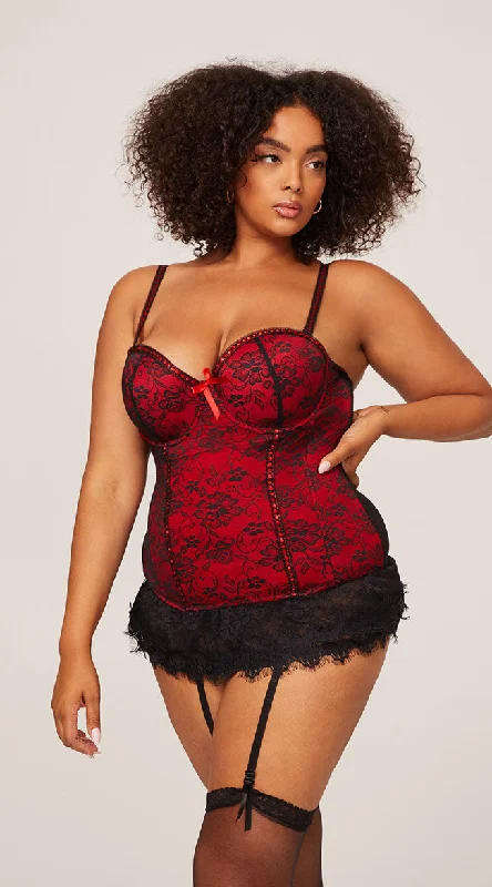 Plus Size Lace Lingerie for Women Plus Size Time's Up Bustier Set