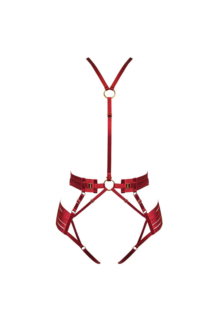 Women's Tummy Control Lingerie Signature Strap Body Harness Red