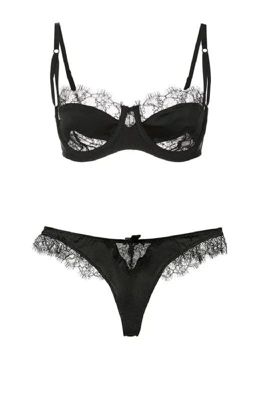 moisture - wicking women thongs for gym workoutsLace Inset Balconette Bra & Thong Set moisture - wicking women thongs for gym workoutsLace Inset Balconette Bra & Thong Set