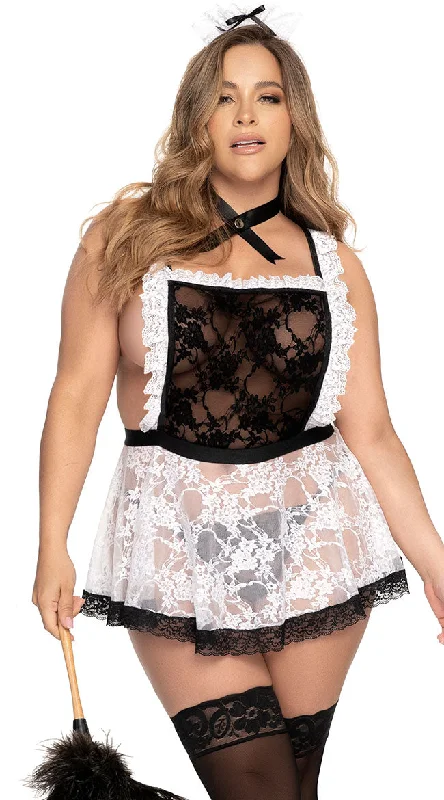 women cosplay costumes with built - in lightsPlus Size Flirty French Maid Lingerie Costume