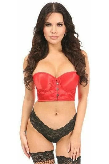 leather women bustiers and corsetsLavish Red Satin Underwire Short Bustier