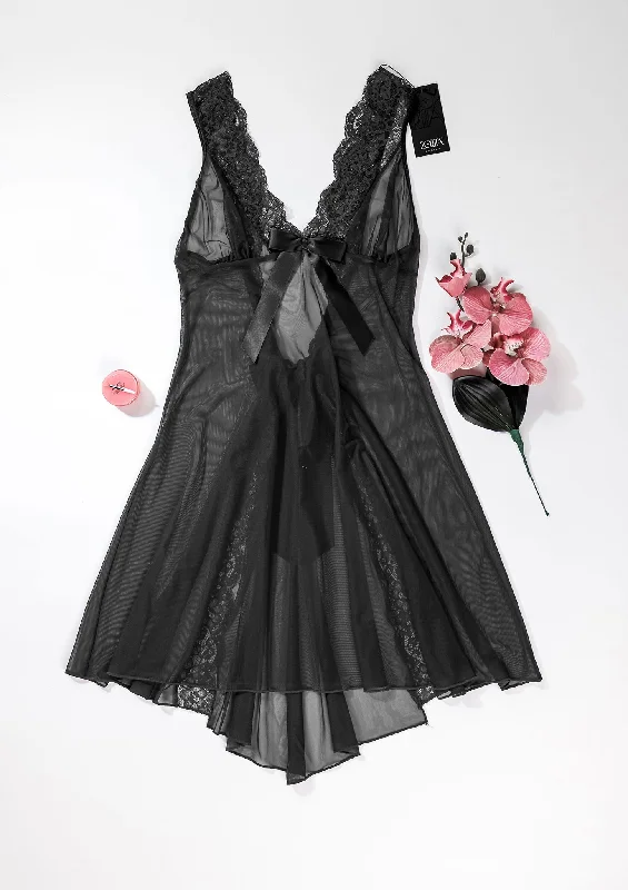 Comfortable Cotton Lingerie for Women Stretch mesh babydoll
