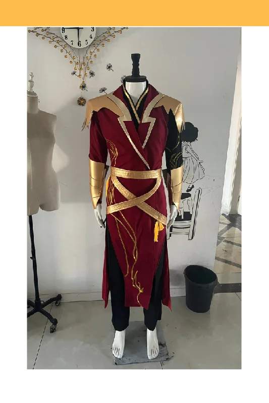women budget - friendly cosplay costumesCustom Design Red And Gold Embroidered Cosplay Costume