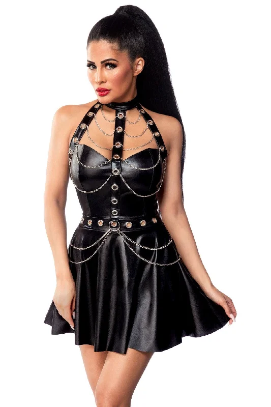 women sexy dresses for salsa nightsFlared Pleated Mini Dress