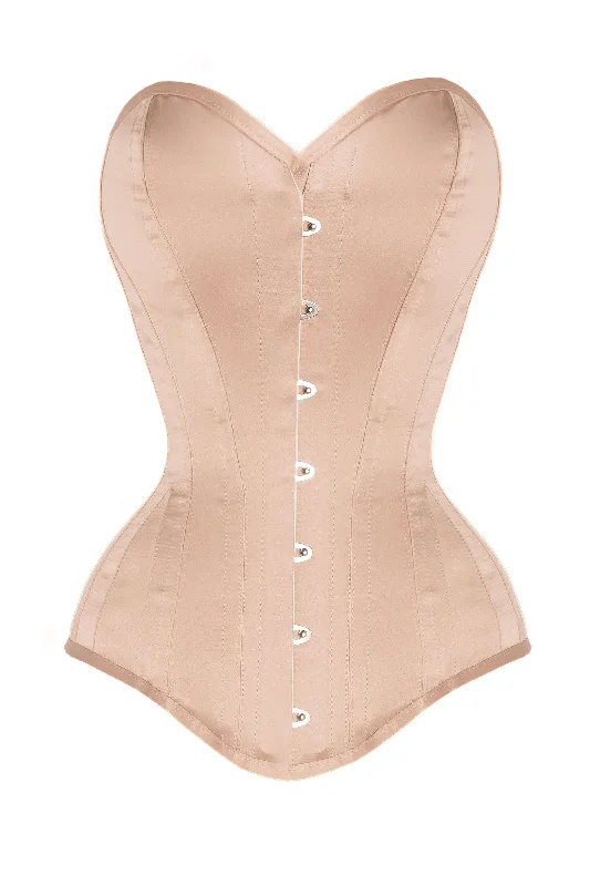 zip front women bustiers and corsets designChampagne Matt Satin Longline Waist Taming Overbust zip front women bustiers and corsets designChampagne Matt Satin Longline Waist Taming Overbust