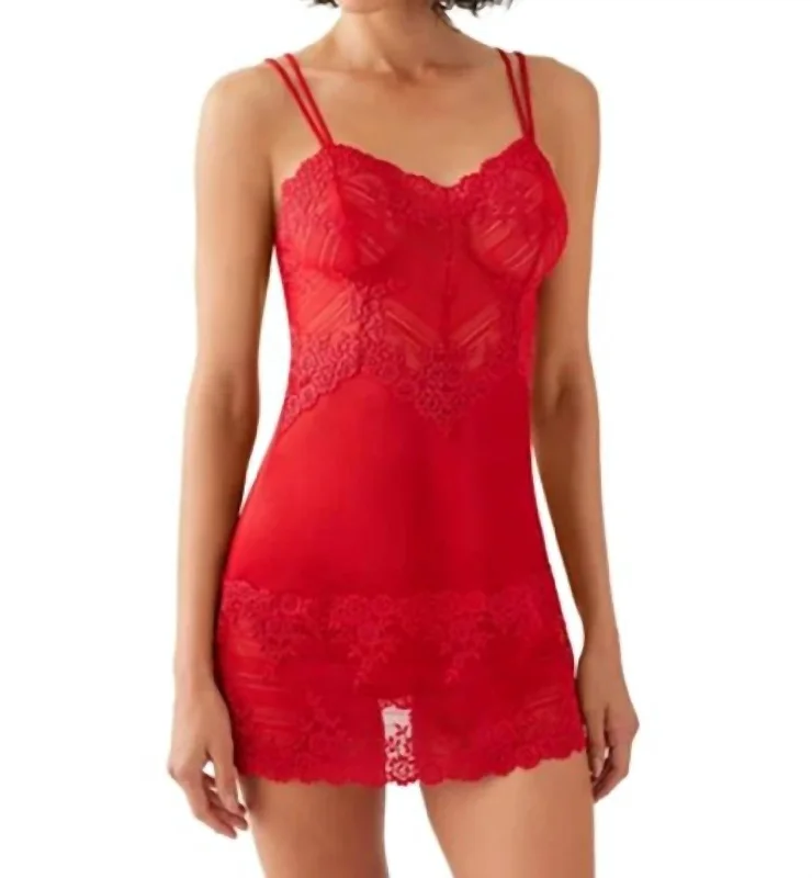 women lounge dress for a comfortable night's sleepEmbrace Lace Chemise In Equestrian Red women lounge dress for a comfortable night's sleepEmbrace Lace Chemise In Equestrian Red