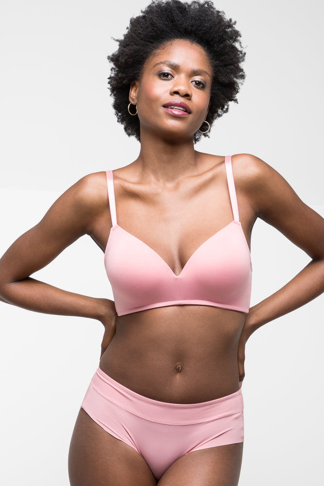 Women's Bridal Lingerie Collection Padded Wire Free Bra Pink