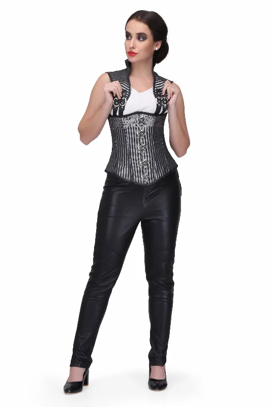 hypoallergenic women bustiers and corsetsBlack/silver brocade underbust corset with shoulder strap hypoallergenic women bustiers and corsetsBlack/silver brocade underbust corset with shoulder strap