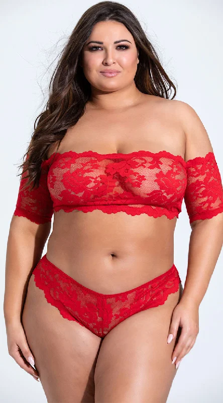 Women's Shapewear Lingerie Sets Plus Size Don't Mesh With Me Lace Bralette Set