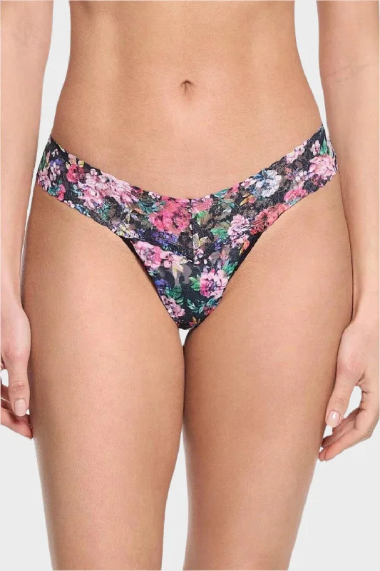 low - rise women thongs for a trendy and modern lookDark Peonies Low Rise Thong