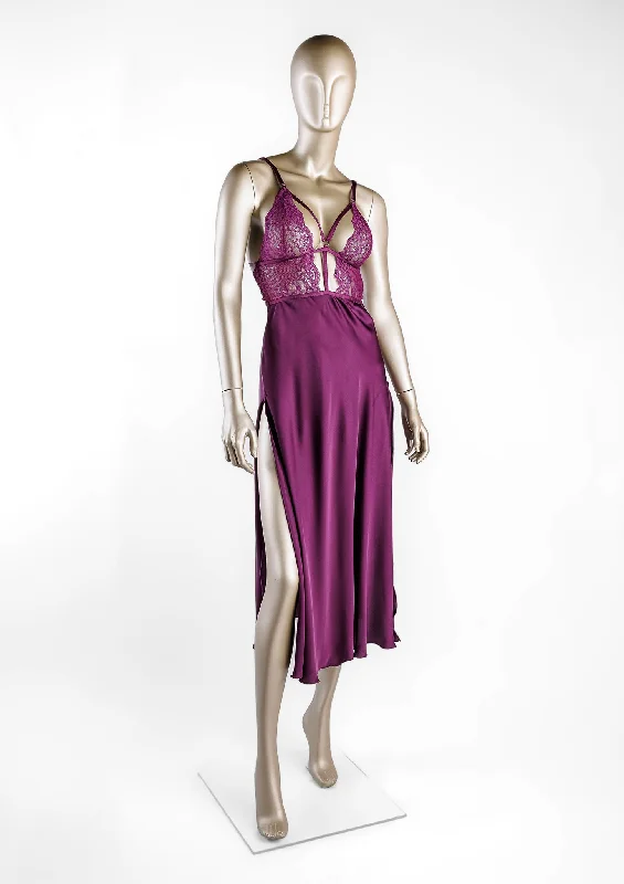 Sexy Lingerie for Women with Stockings Satin Gown