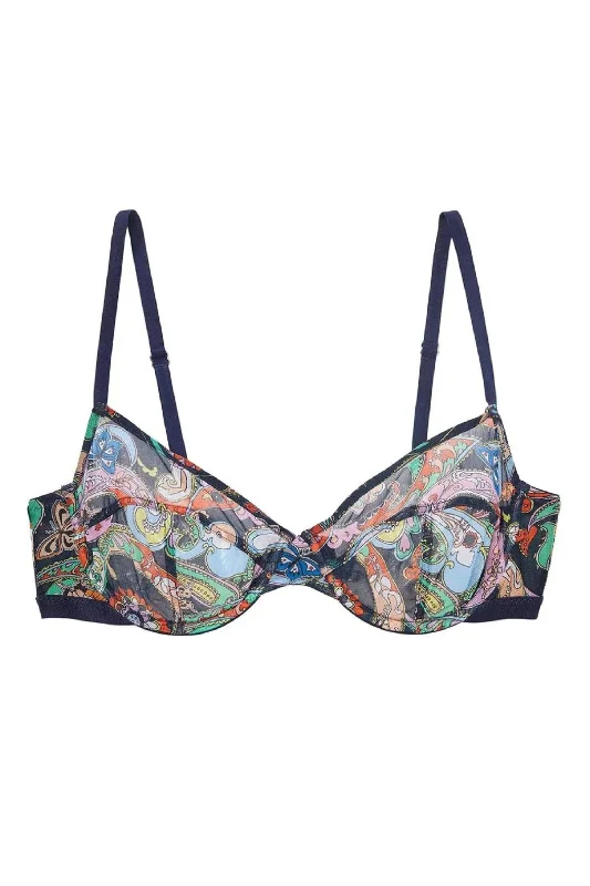Eco-Friendly Organic Lingerie for Women Paisley mesh demi bra