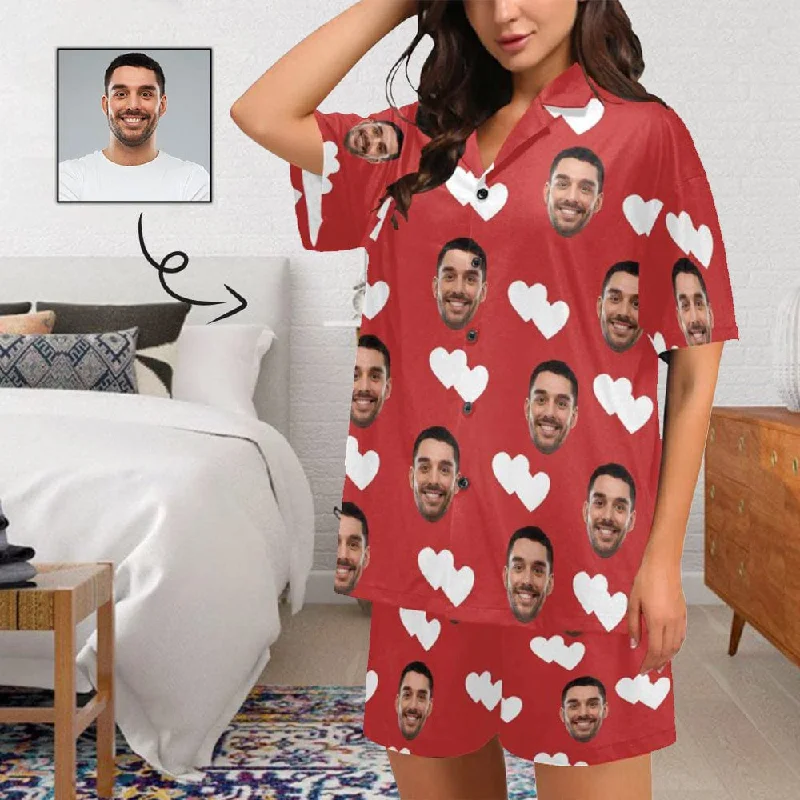 women's nightgowns with a unique embroidery detailPersonalized Pajamas with Photo Sleepwear Custom Face Double White Love Women's V-Neck Short Pajama Set women's nightgowns with a unique embroidery detailPersonalized Pajamas with Photo Sleepwear Custom Face Double White Love Women's V-Neck Short Pajama Set
