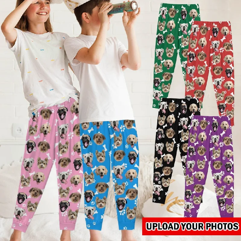 women's sleepshirts with a soft fleece finish【Flash Sale】Custom Dog Face Kid's Long Pajama Pants Best Gifts for Children