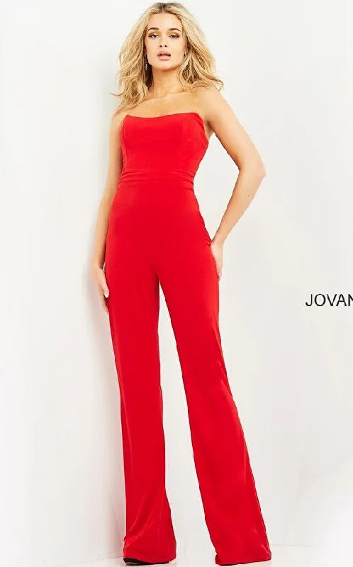 women sexy dresses with ruffled sleevesJovani 03915 Long Formal Strapless Jumpsuit