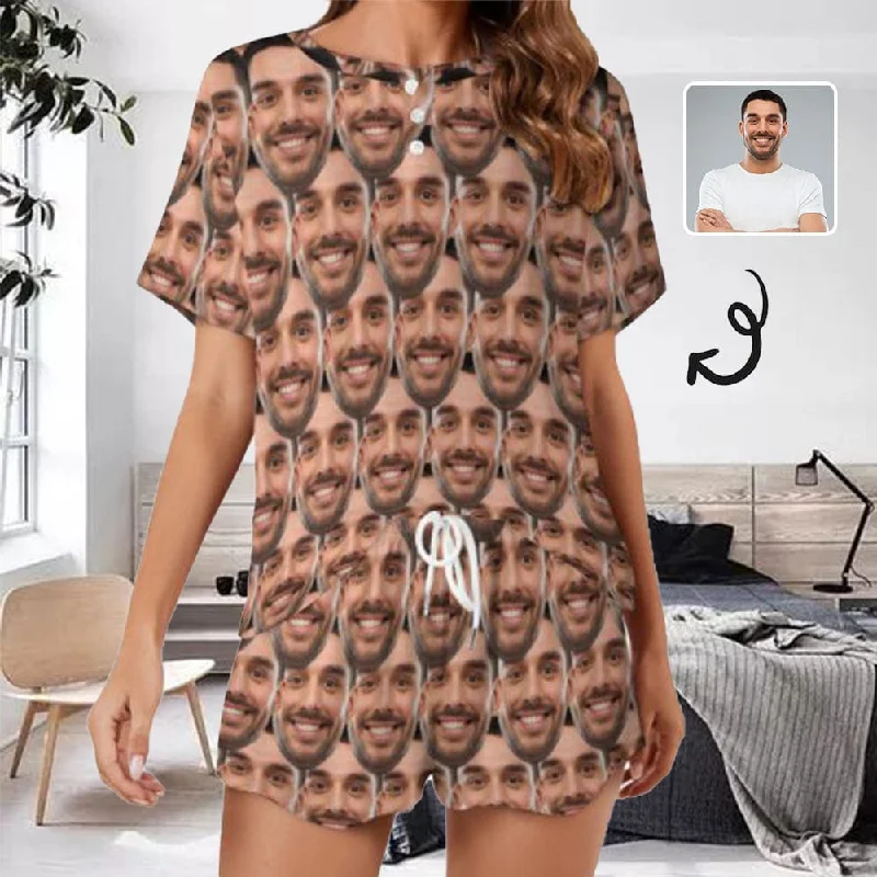 women's nightgowns for a beach vacation【Discount - limited time】Custom Face Pajama Set Women's Short Sleeve Top and Shorts Loungewear Athletic Tracksuits women's nightgowns for a beach vacation【Discount - limited time】Custom Face Pajama Set Women's Short Sleeve Top and Shorts Loungewear Athletic Tracksuits