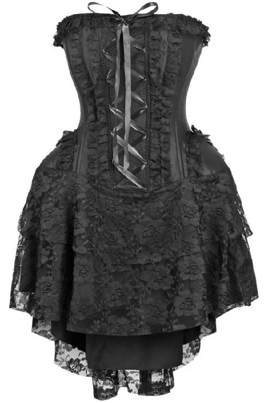 Gothic women bustiers and corsets aestheticTop Drawer Steel Boned Strapless Black Lace Victorian Corset Dress Gothic women bustiers and corsets aestheticTop Drawer Steel Boned Strapless Black Lace Victorian Corset Dress