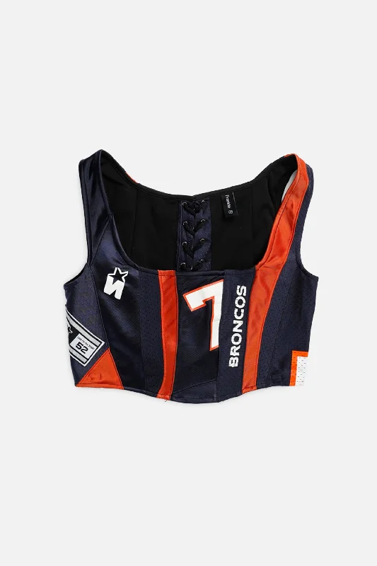 satin fabric women bustiers and corsetsRework Denver Broncos NFL Corset - XS