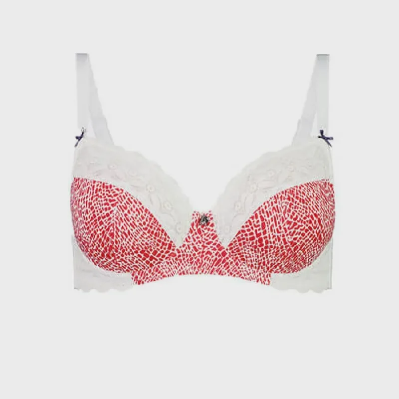 Elegant French Lace Lingerie for Women Oh Naturale - Underwire Print Bra -Lite Support