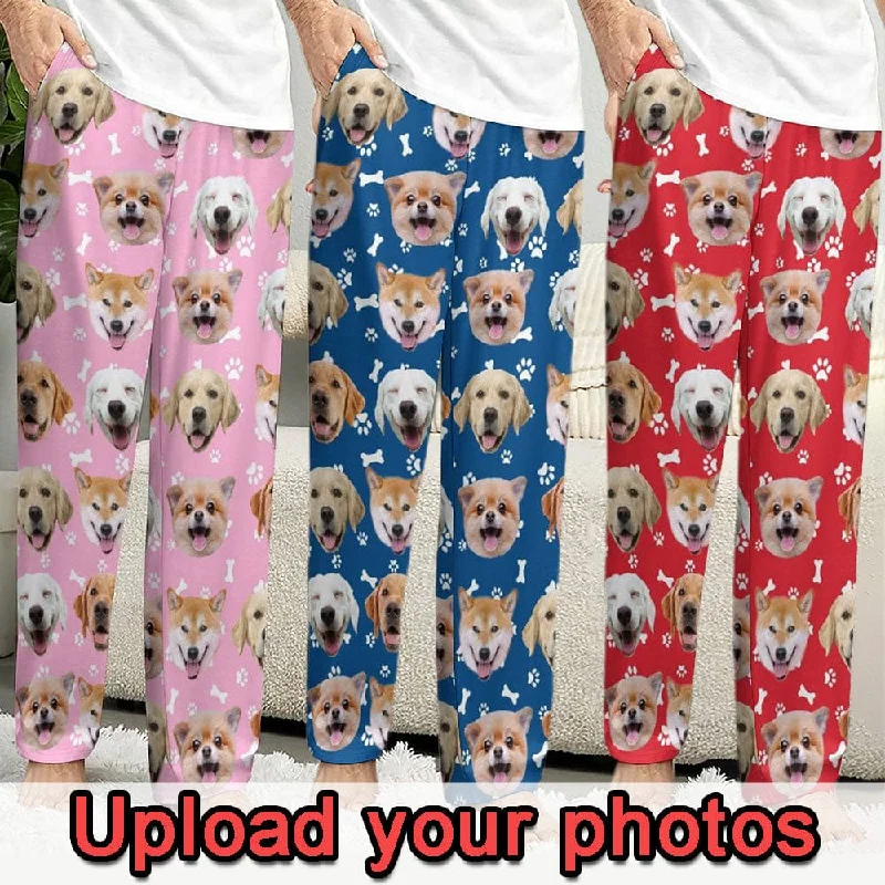 women's sleepshirts with a geometric pattern【Flash Sale】Custom Dog Face Slumber Party Unisex Long Pajama Pants Best Christmas Gifts for Pet Lovers