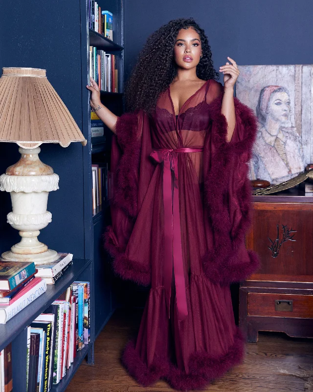 women robes with a drawstring waist for a customized fitGlam Plum Luxury Long Robe