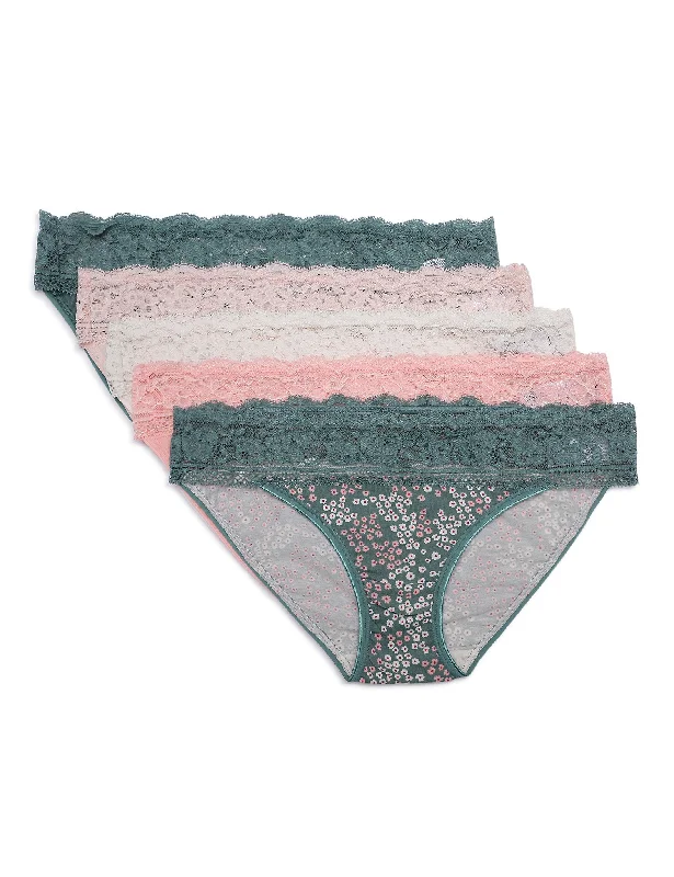 travel friendly women bikini briefs for easy packingIBO 5PK Lace Waist Bikini