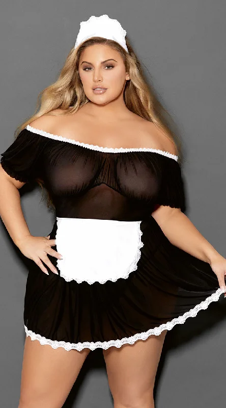 women fantasy cosplay costumes with wingsPlus Size Private Maid Lingerie Costume