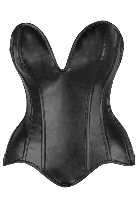 custom fit women bustiers and corsetsTop Drawer Steel Boned Black Faux Leather Plunge Neckline Overbust Corset custom fit women bustiers and corsetsTop Drawer Steel Boned Black Faux Leather Plunge Neckline Overbust Corset