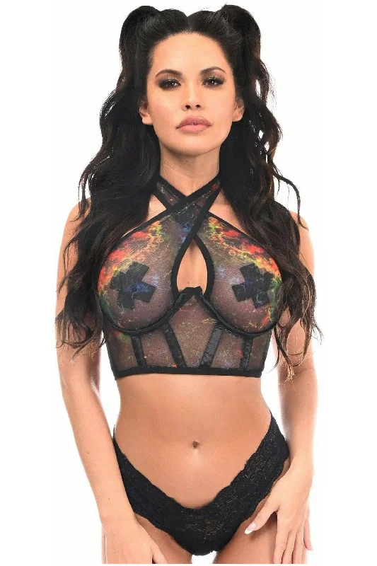 stretchy women bustiers and corsetsLavish Multi Mesh Underwire Cincher w/Built In Halter Top stretchy women bustiers and corsetsLavish Multi Mesh Underwire Cincher w/Built In Halter Top
