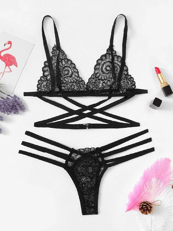 Women's Maternity Lingerie Criss Cross Ladder Cut-Out Lingerie Set