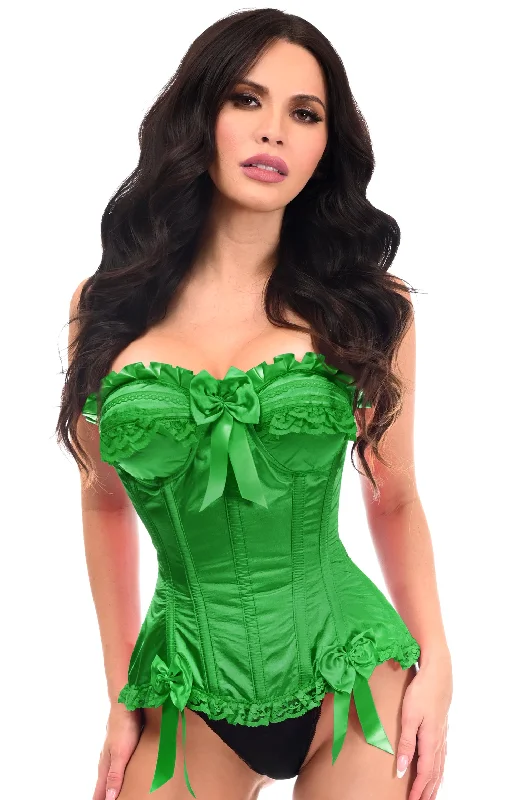 Victorian style women bustiers and corsetsTop Drawer Green Satin Steel Boned Burlesque Corset