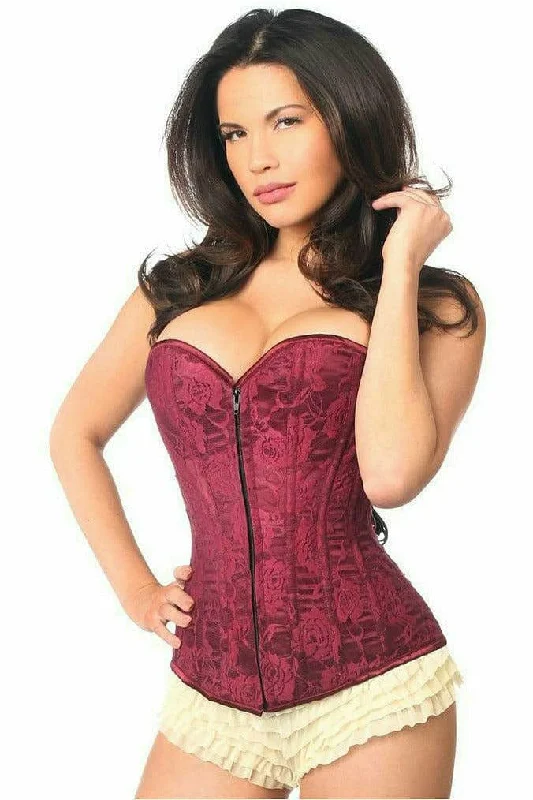 open cup women sexy lingerieSexy Wine Lace Overbust Corset with Zipper