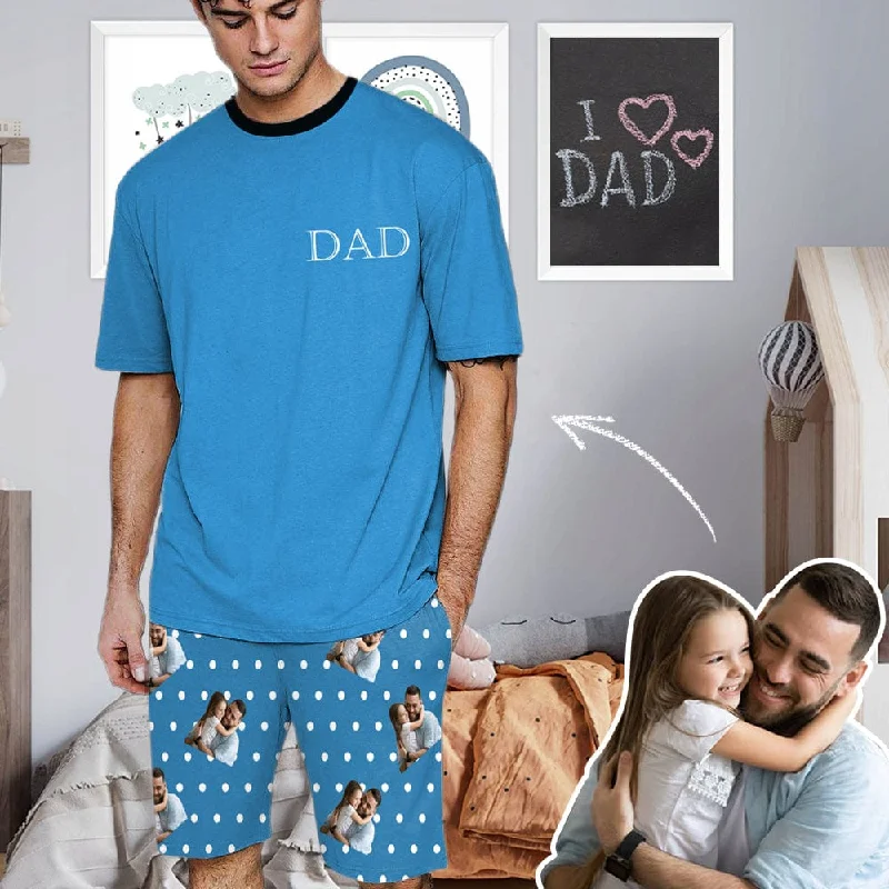 women's nightgowns with a matching robe#Father's Day Pajamas-Custom Dad Photo Blue Men's Crew Neck Short Sleeve Pajama Set women's nightgowns with a matching robe#Father's Day Pajamas-Custom Dad Photo Blue Men's Crew Neck Short Sleeve Pajama Set
