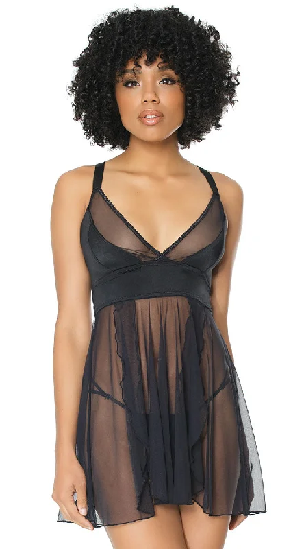 Women's Silk Lingerie Sets Sheer To Stay Babydoll Set