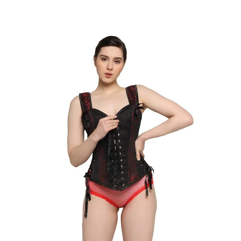 back lacing women bustiers and corsetsBlack/Red Overbust corset