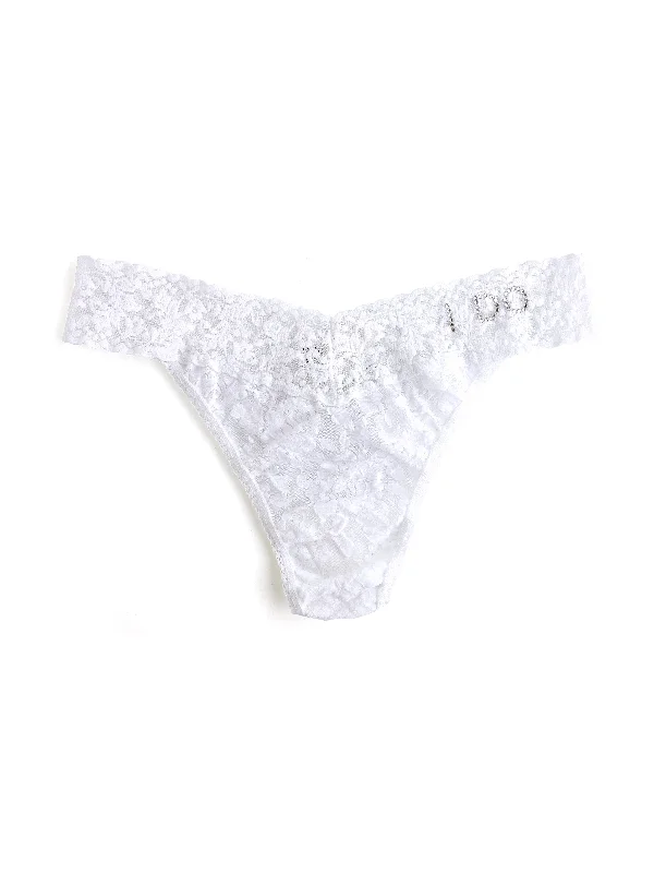 seamless silk - lined women thongs for a smooth and soft feelI Do Crystal Signature Lace Original Rise Thong White seamless silk - lined women thongs for a smooth and soft feelI Do Crystal Signature Lace Original Rise Thong White